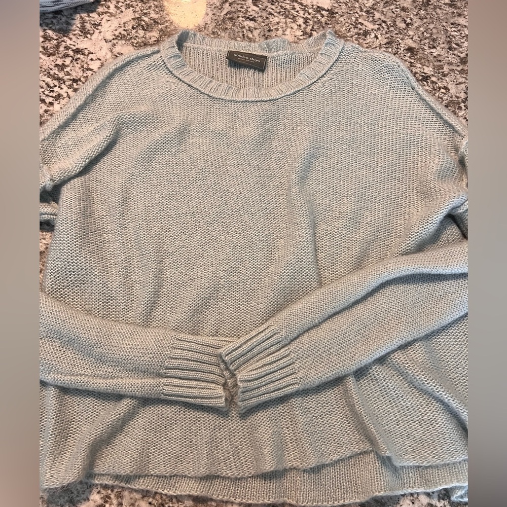 Wooden Ships Light Blue Crewneck Knit Sweater